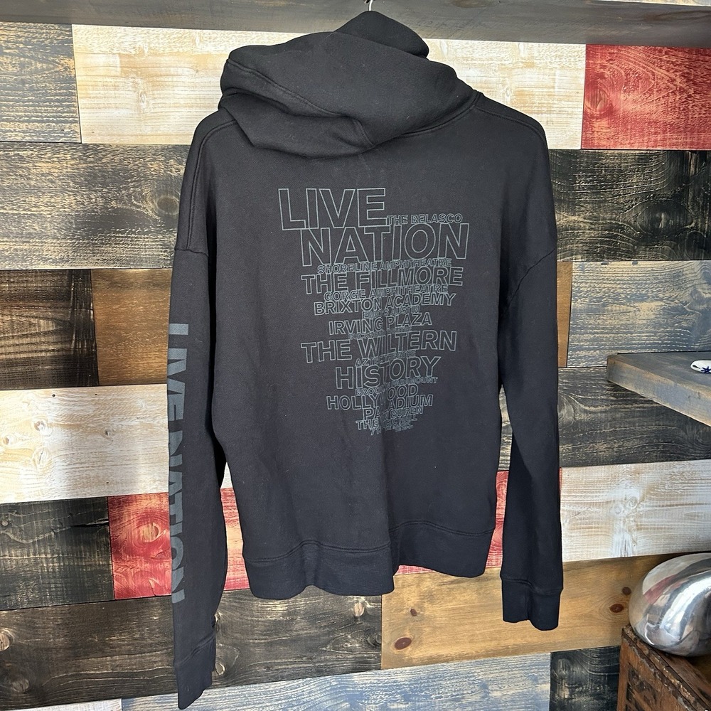 James Perse Live Nation Hoodie Mens Medium 4 XL Black Pullover Sweatshirt Terry - Picture 6 of 8